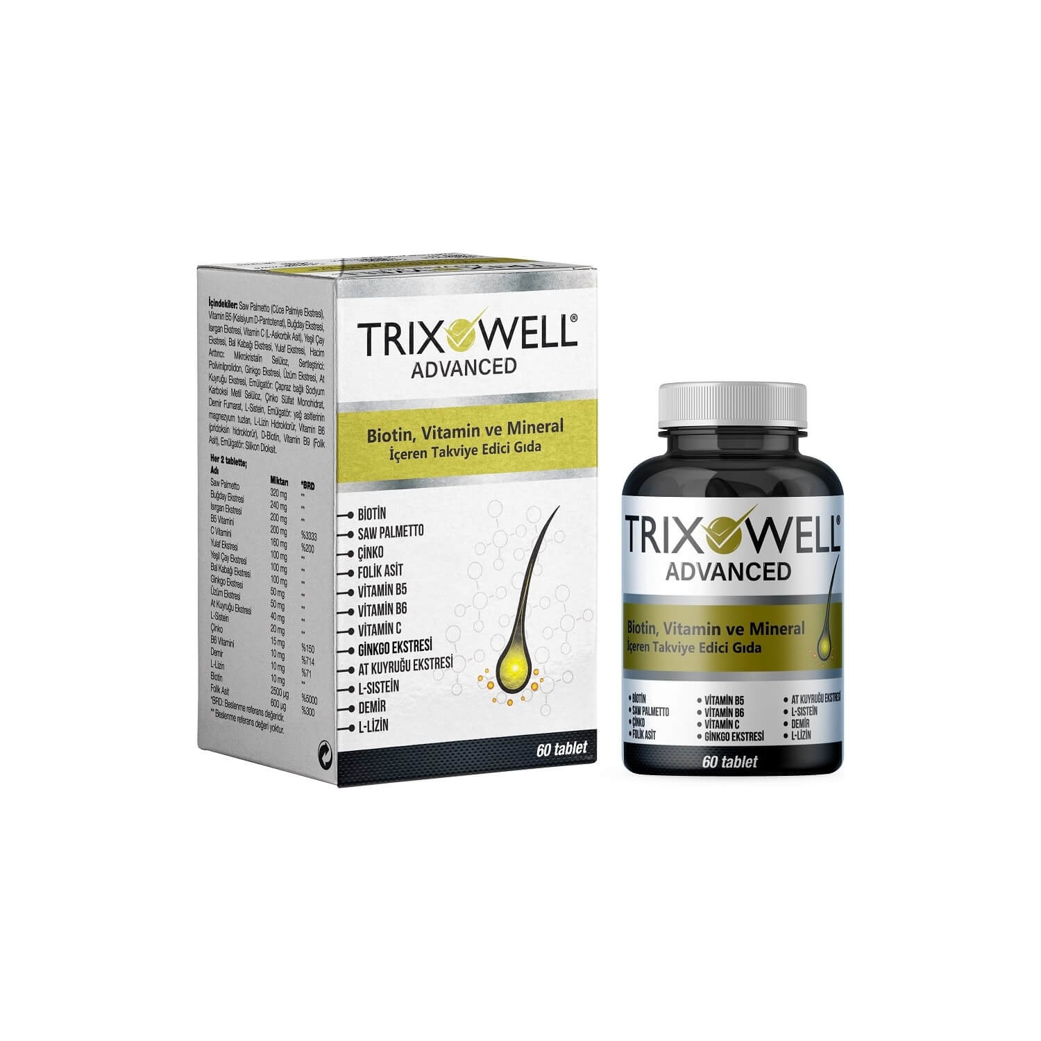 Trixowell Advanced Saç Dökülmesine Karşı Biotin, Vitamin Ve Mineral İçeren Multivitamin